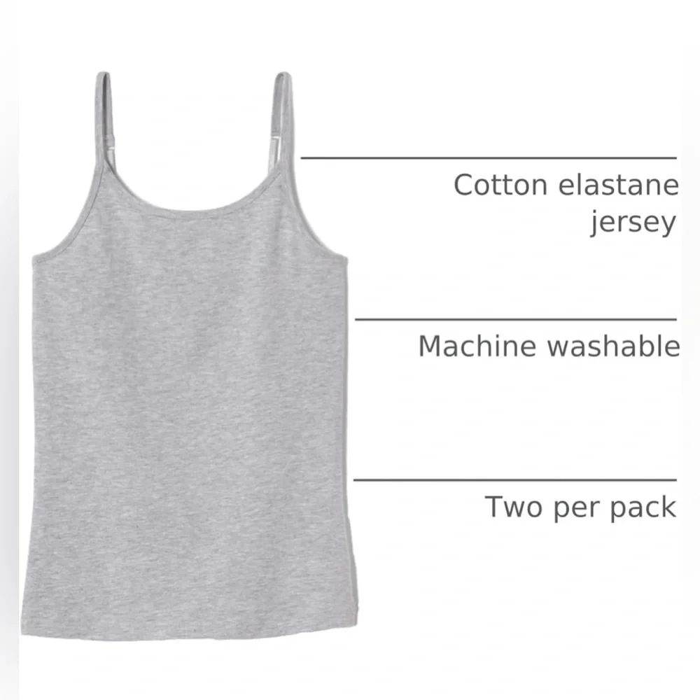 French Toast Girls' 2-Pack Basic Cami Tops | Color Gray | Size L(10) |   (G3)